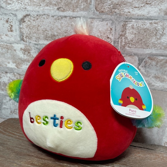 RARE Squishmallows Parrot Plush Besties 8" Red Bird Paco parrot stuffed animal. - Picture 3 of 7